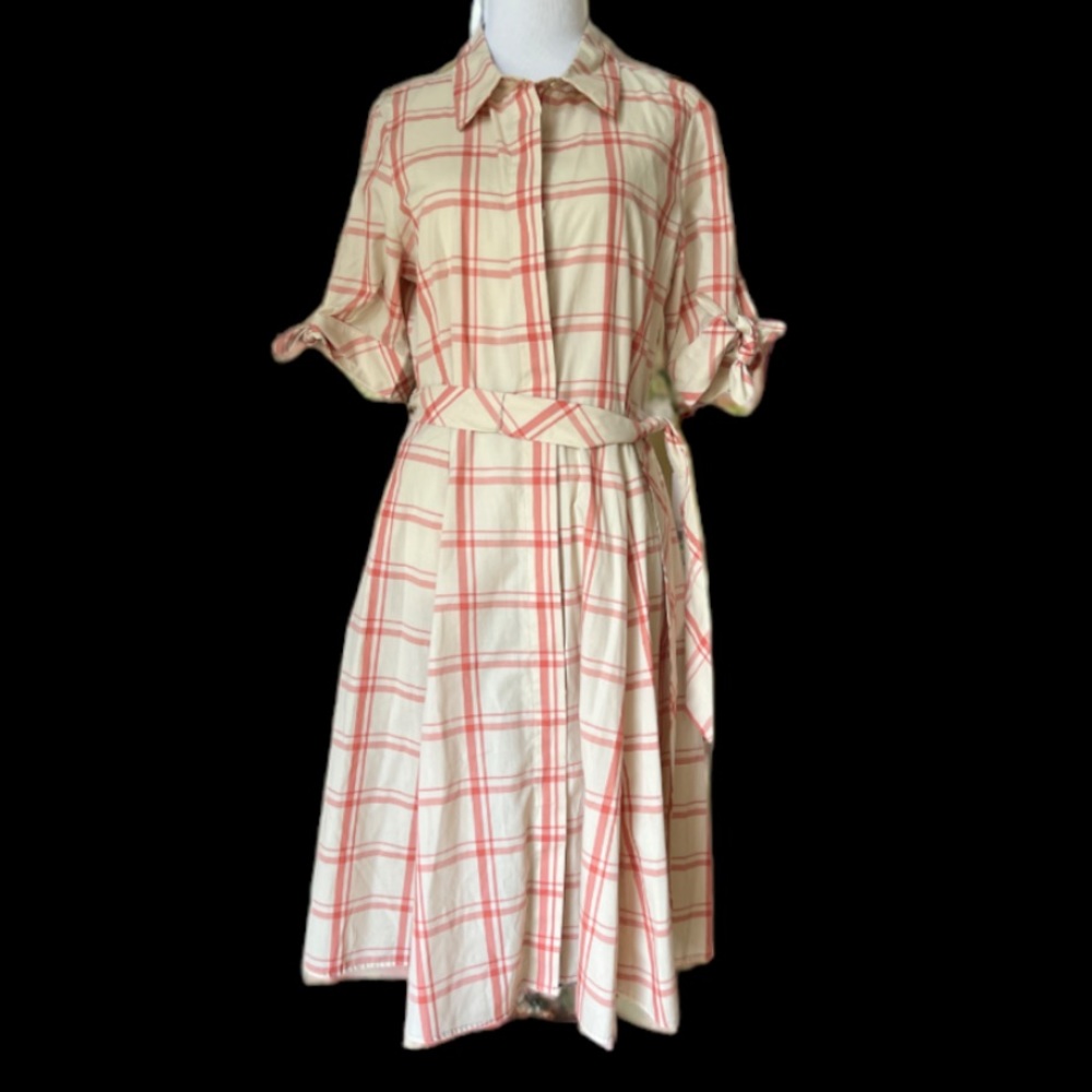 Calvin Klein Fit and Flare Vintage Look Windowpane print dress, NWT